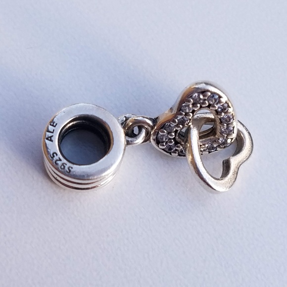 Pandora  Interlocking Love Heart Dangle Charm - Picture 7 of 8